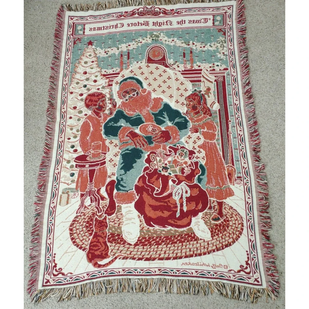 Holiday Tapestry Throw Blanket-Wall‎ Hanging-Night Before Christmas-Whiteaker